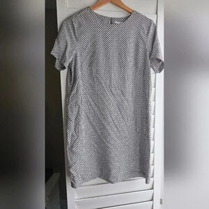 H&M White Black Butterfly Viscose Dress Short Sleeve  Mini Dress size L